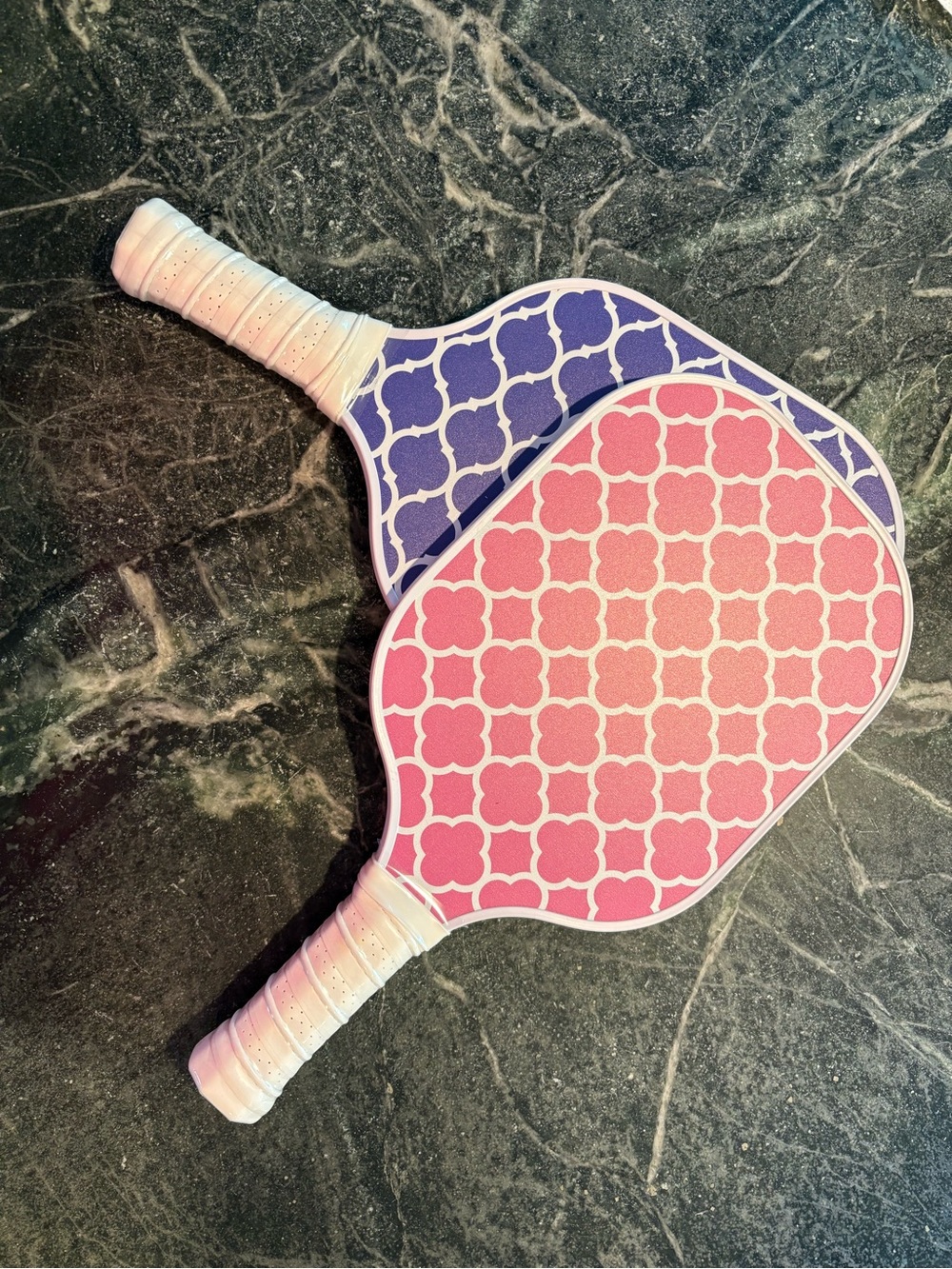 Pink and Blue Patterned Pickleball Paddles - Set of 2